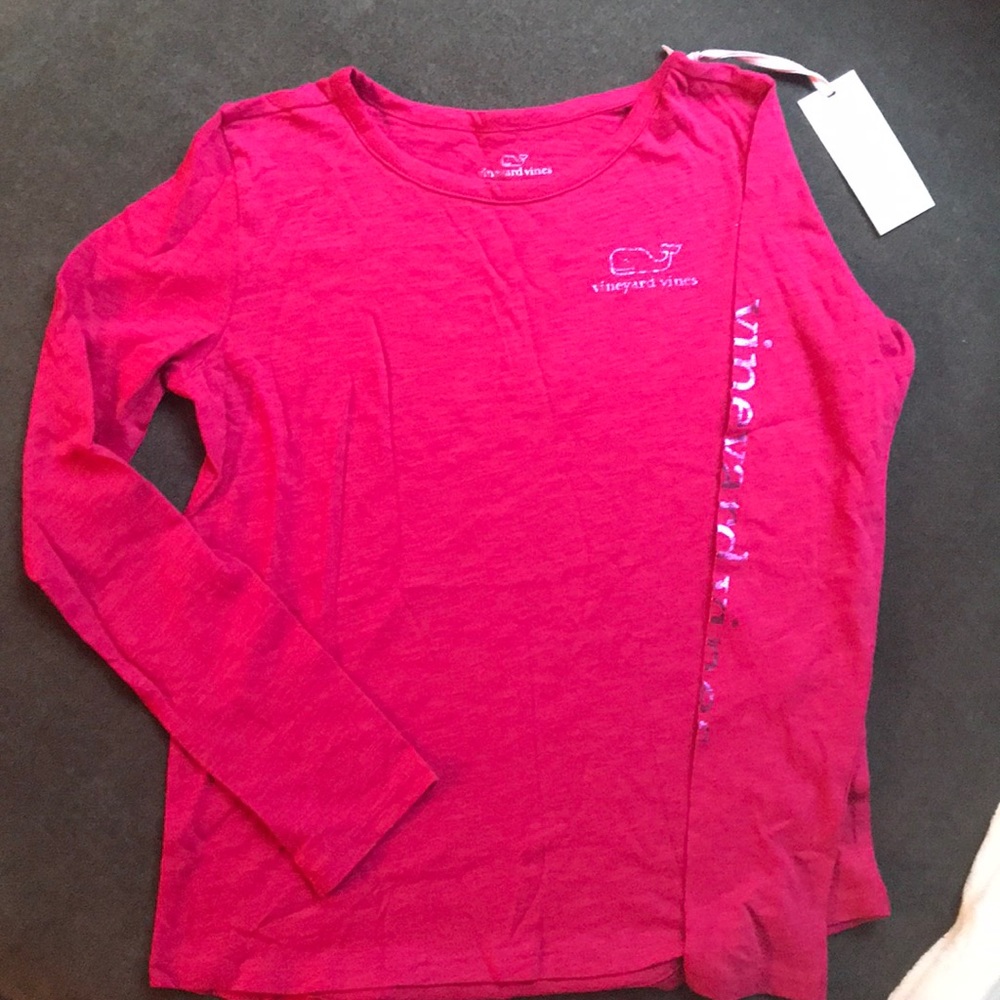 Vineyard wines Child M raspberry long sleeve shirt